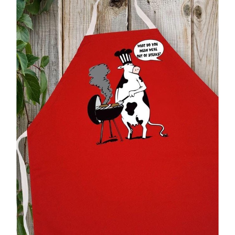 LA Imprints Attitude Apron – Cow BBQ