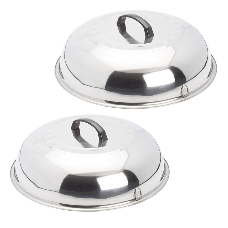EVO Grills Stainless Steel Steamer/Cooking Covers – Set of 2 Sizes (16 & 13) – 12-0116-AC
