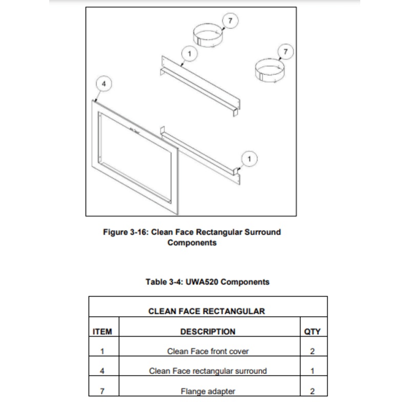Ambiance Fireplaces Rectangle Clean Face Kit – UWA520