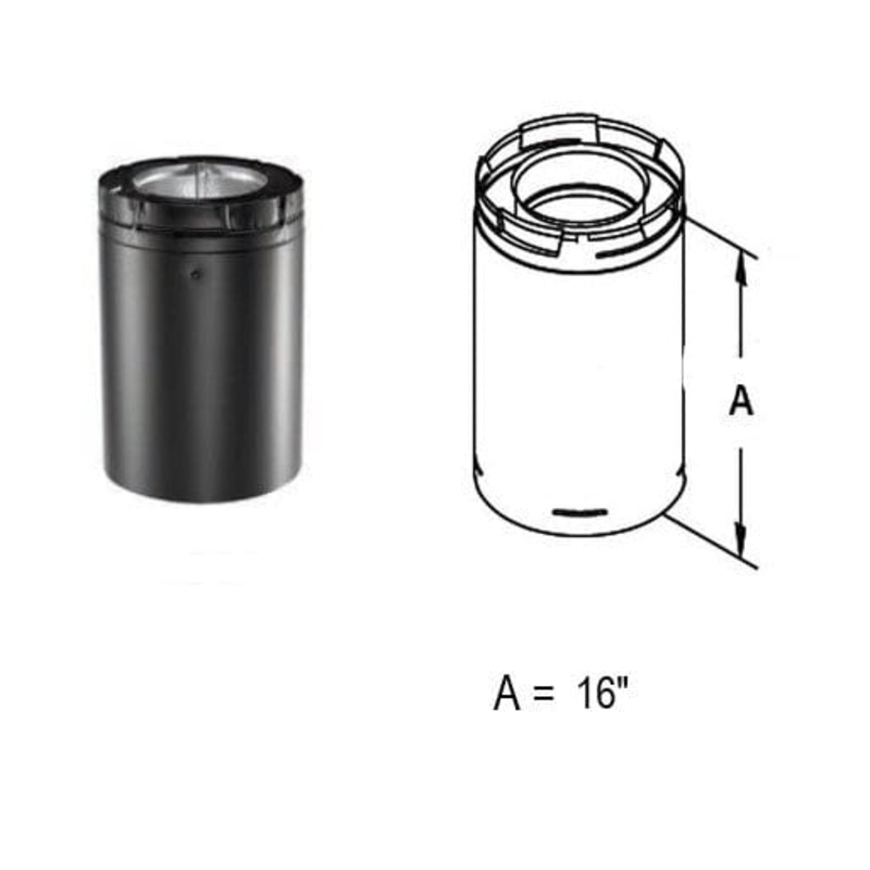 DuraVent 4×6 Diameter 16 Pipe Extension (Black) – 46DVA-16AB