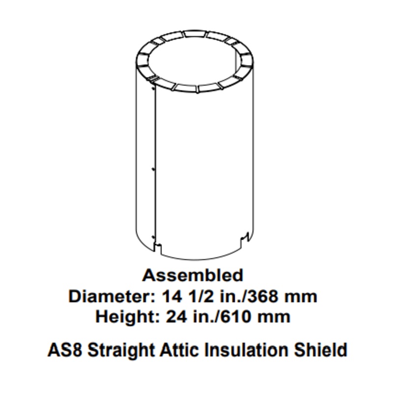 Heat & Glo Attic insulation shield, straight flue (firestop not included) – AS8
