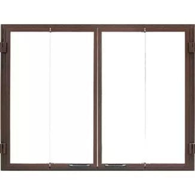 Heat & Glo Bi-Fold Glass Doors w/ Black Trim – DM8042