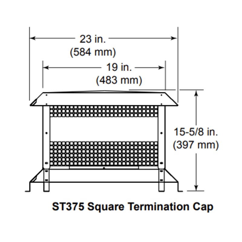 Heat & Glo Square Termination Cap (Black) – ST375