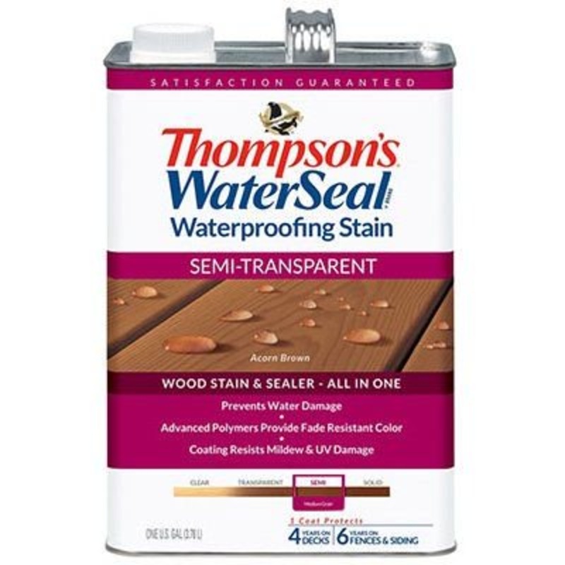 Thompsons WaterSeal Semi-Transparent Acorn Brown Waterproofing Wood Stain & Sealer, 5 gal