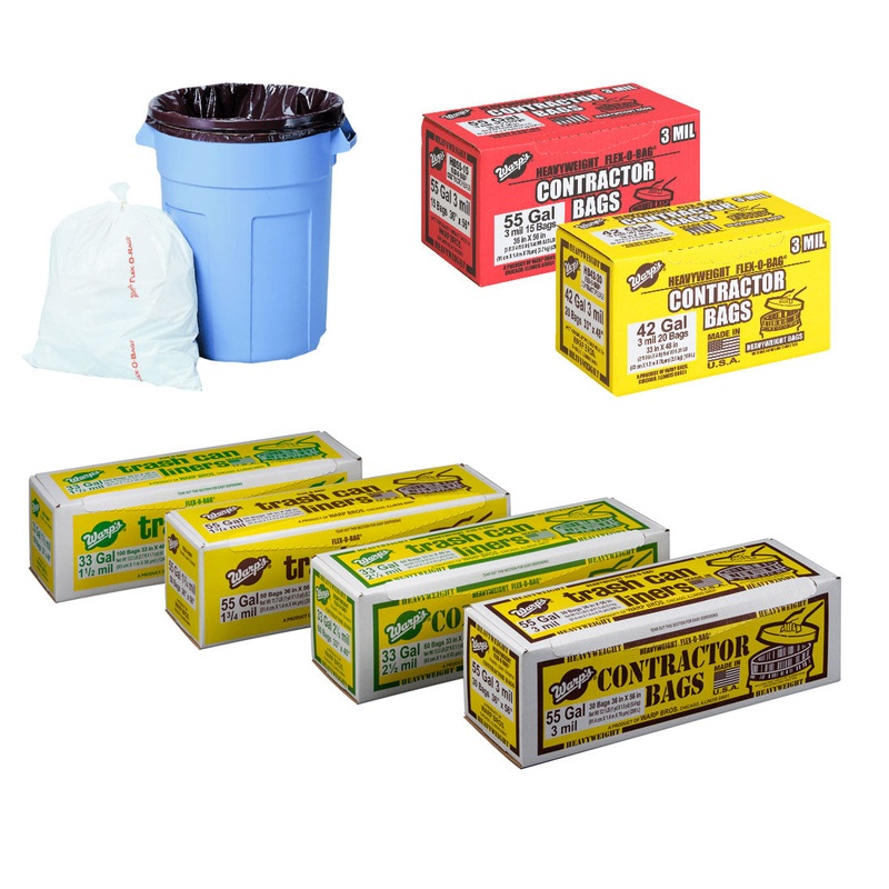 Warp Brothers Flex-O-Bag Trash Can Liners And Contractor Bags 33 x 48, 1.5 Mil