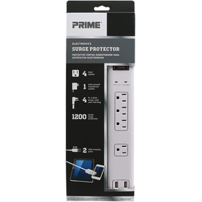 4  6 OUTLET WHI TE SURGE W/2USB