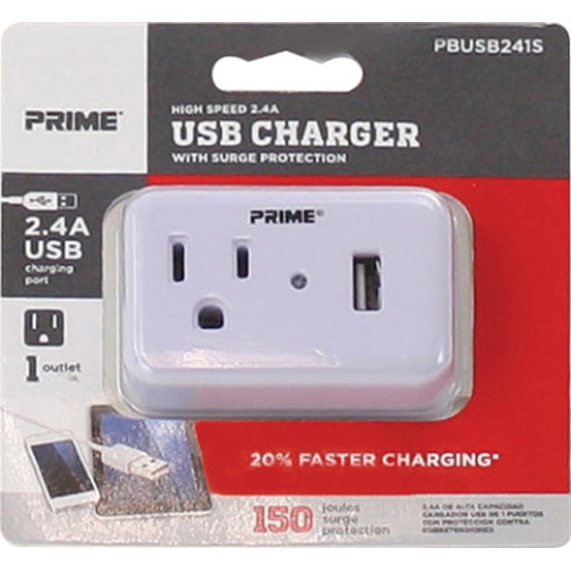 USB CHARGER 2.4 A 1 OUTLET WHITE