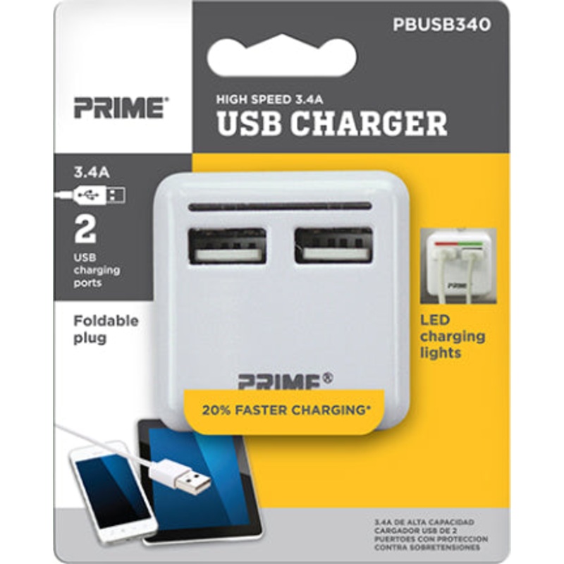 USB CHARGER 3.4 A 2 PORT WHITE
