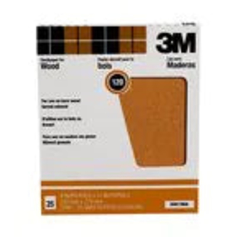 3M Garnet Sanding Sheets 88619NA, 9 in x 11 in, 120 grit, 25 sheets/pk, 10 pks/cs