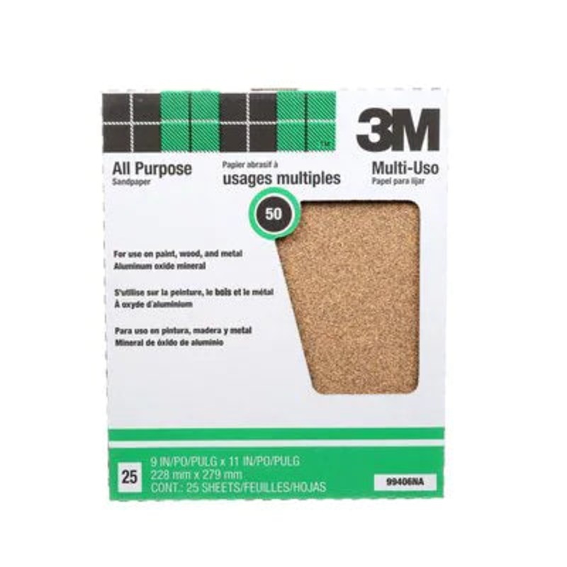 3M Pro-Pak Paint and Rust Removal (Alox), 99406NA, 9 in x 11 in, 50 Grit, 25 sht pk