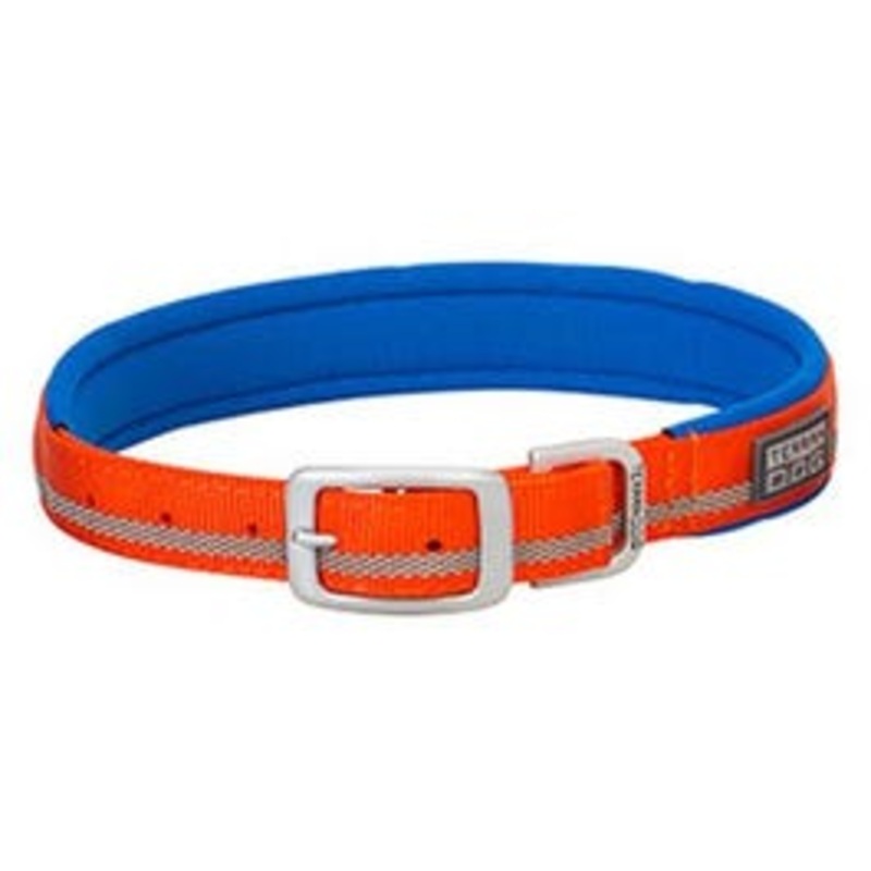 Terrain Reflective Lined Dog Collar, Orange Nylon, 19-In.