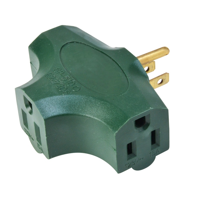 Woods 3-Outlet Green Power Adapter
