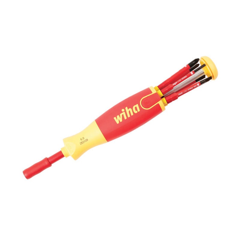 Wiha Tools SlimLine Insulated 6in One Multi-Driver – Slotted, Phillips, Square