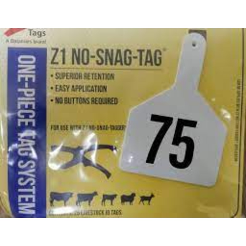 Z Calf Tag White 51-75 25 Ct Easy Application Prevent Disease Transfer