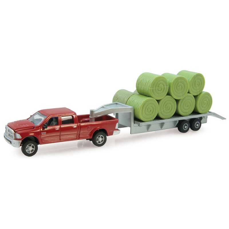Tomy Case IH 1:64 Scale Dodge Pickup with Trailer & Bales