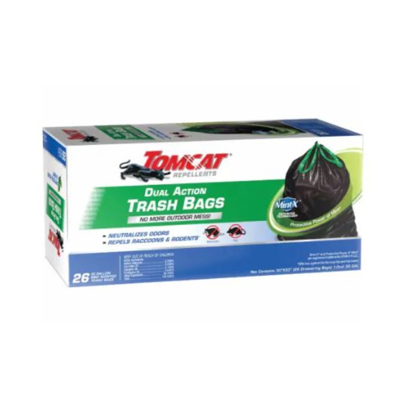 Tomcat 30 Gallon Dual Action Black Trash Bag 26 Count