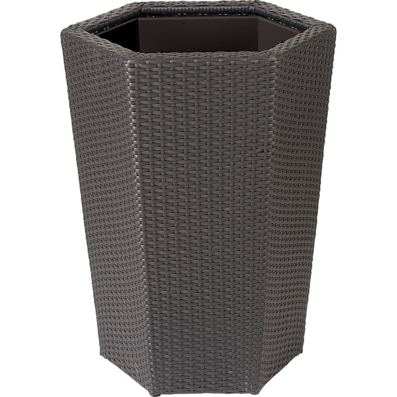 VISTA PLANTER HEX RESIN WICKER W PLASTIC LINER