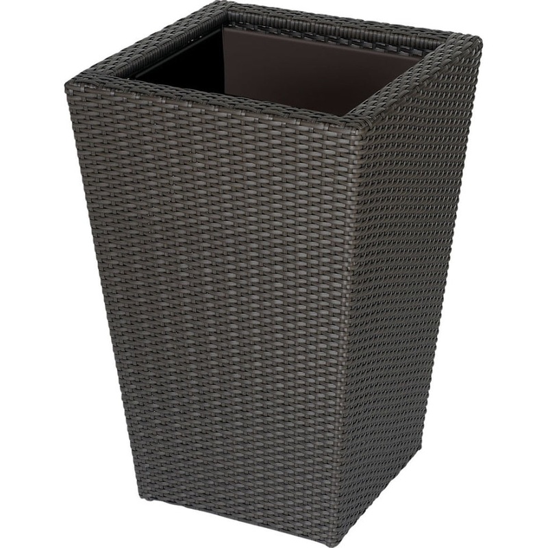 VISTA PLANTER SQUARE RESIN WICKER W PLASTIC LINER