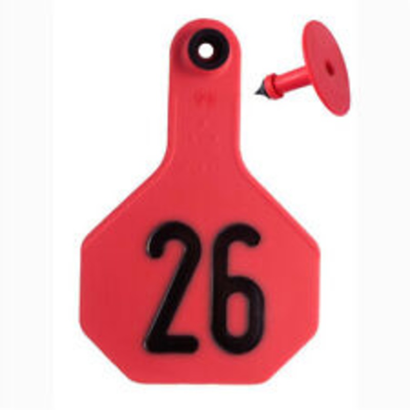 Y-Tex 3 Star Medium Red Cattle ID Ear Tags Numbered 26-50